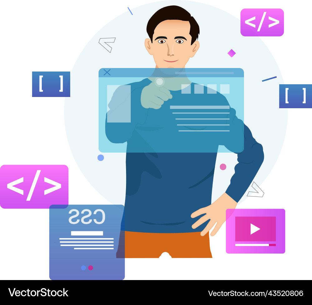 Working on augmented screen Vector Image