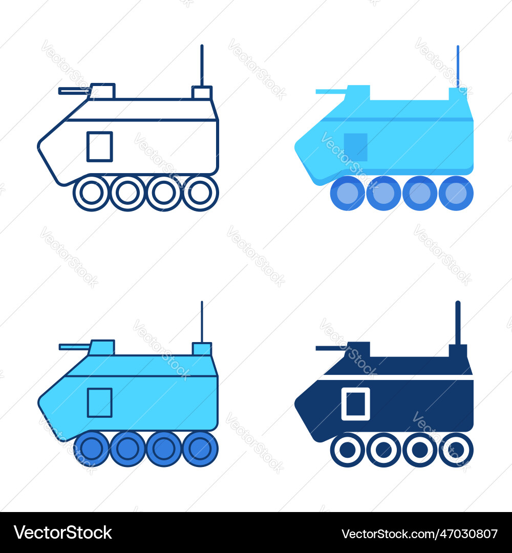 Combat vehicle icon set in flat and line style Combat vehicle icon set in flat and line style vector image