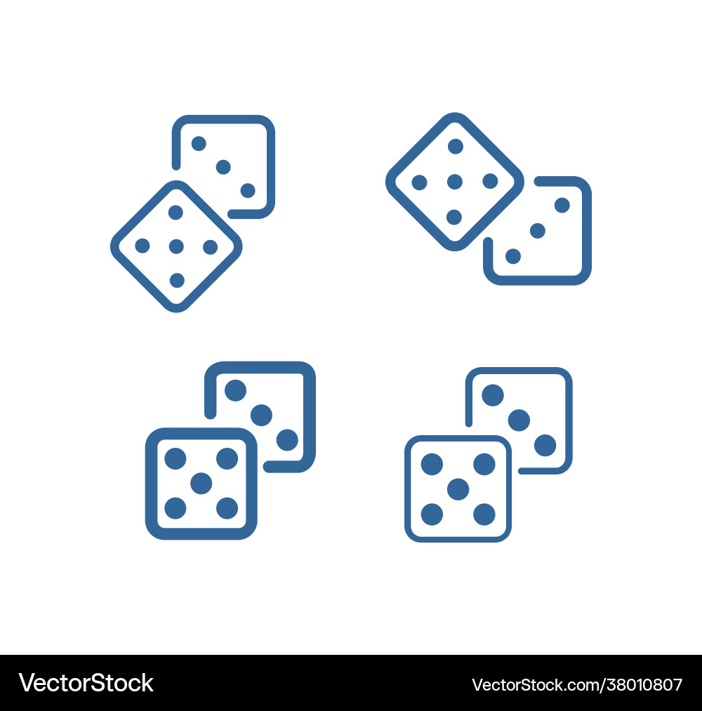 Dice linear icon set symbol Vector Image