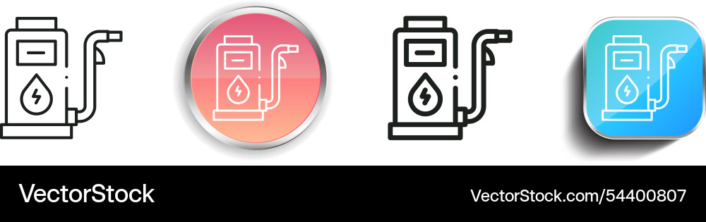 Gas station icon thin linear regular and button vector image