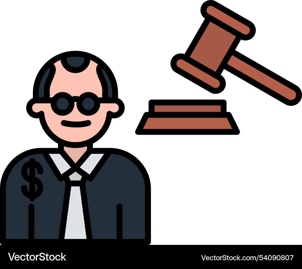 Judge giving order line filled icon design Vector Image