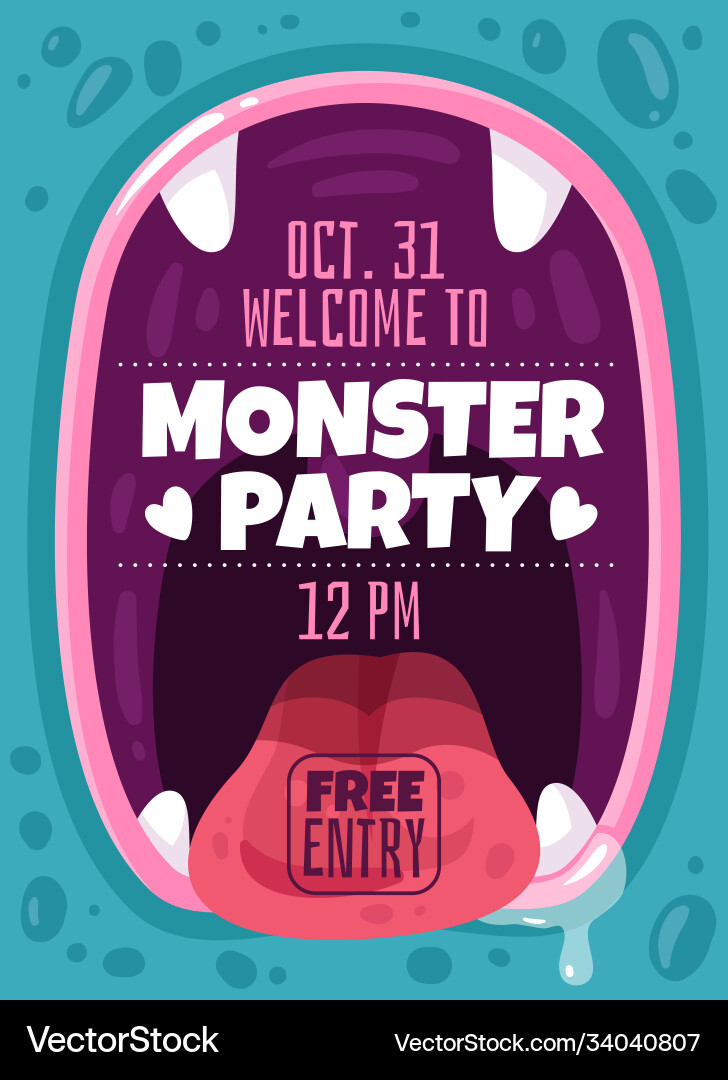 Monster party color invitation children flyer Monster party color invitation children flyer Vector Image
