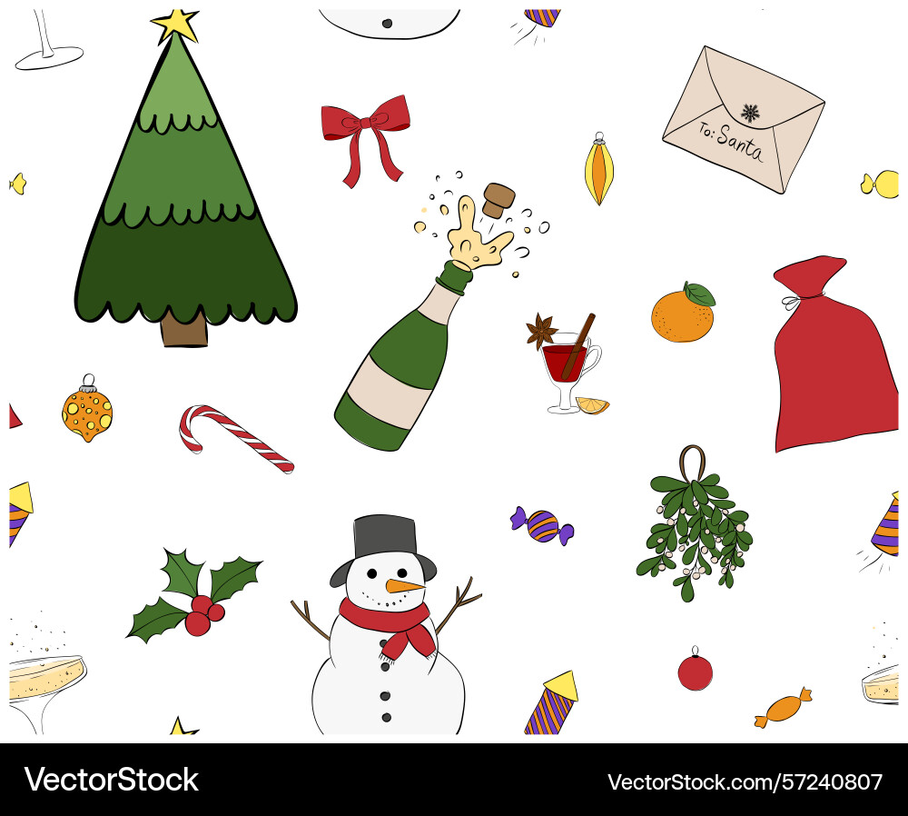 Seamless pattern with christmas tree snowflake Vector Image