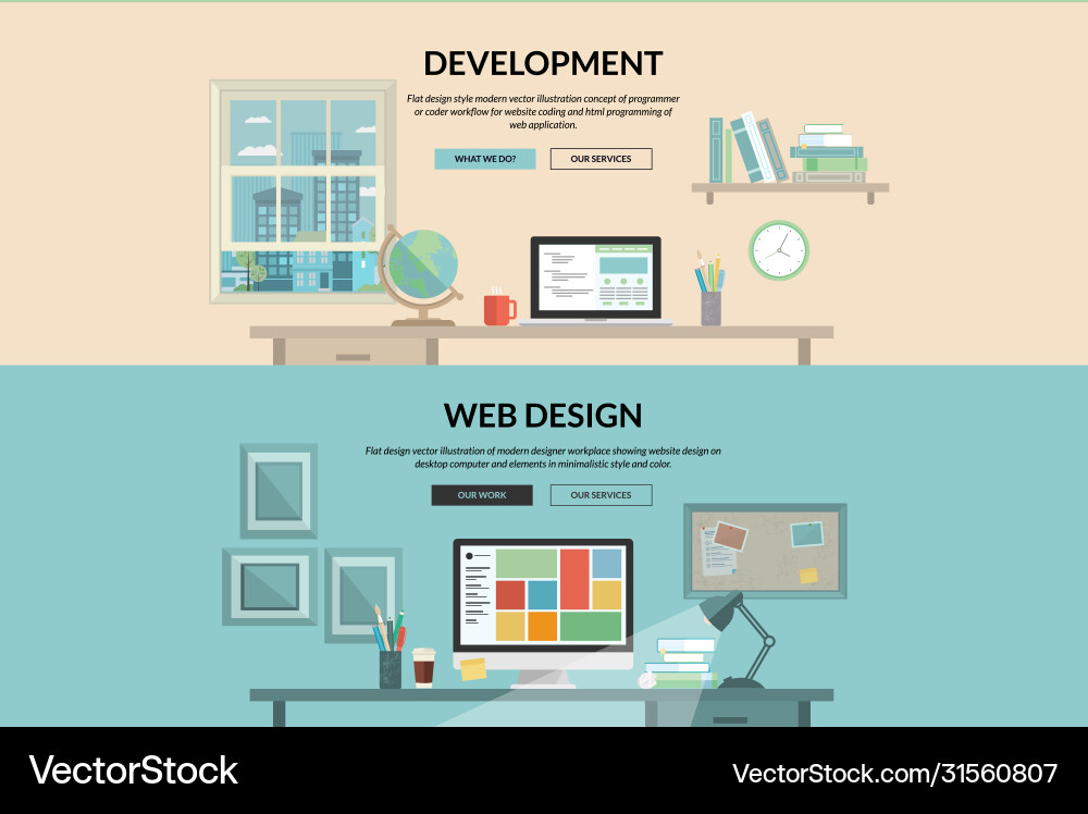 Set flat design concepts for web development vector image
