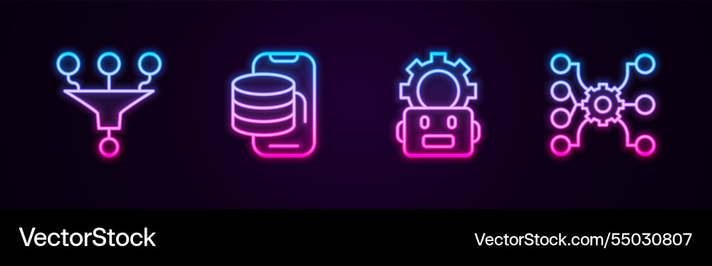 Set line funnel or filter cloud technology data Set line funnel or filter cloud technology data vector image