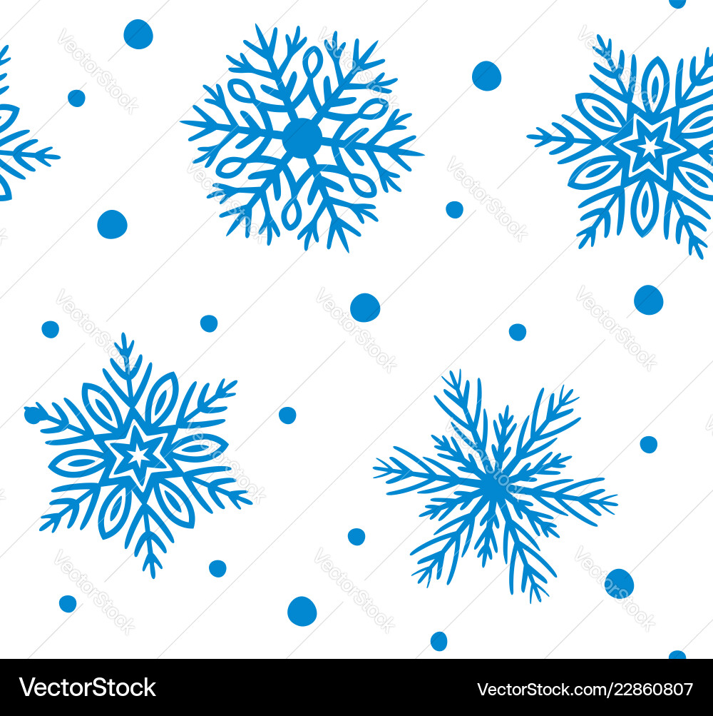 Simple seamless pattern with hand drawn snowflakes Simple seamless pattern with hand drawn snowflakes vector image