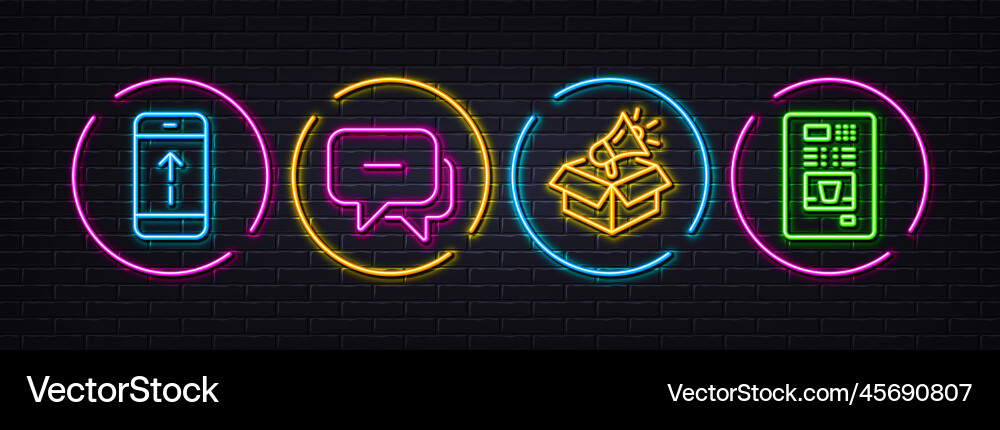 Swipe up megaphone box and message minimal line Vector Image