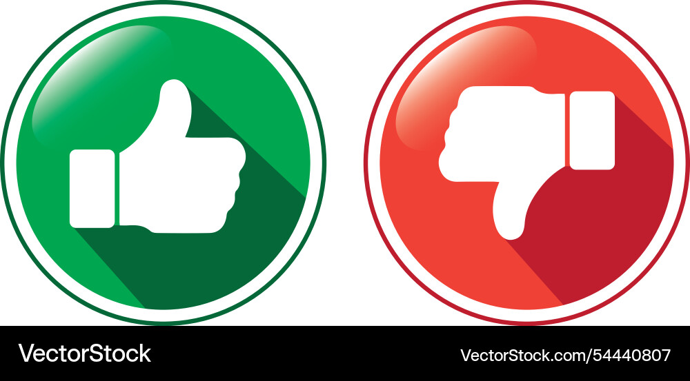 Thumb up and down 3d buttons Thumb up and down 3d buttons vector image