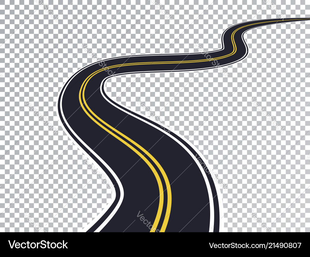 Winding road isolated transparent special effect vector image