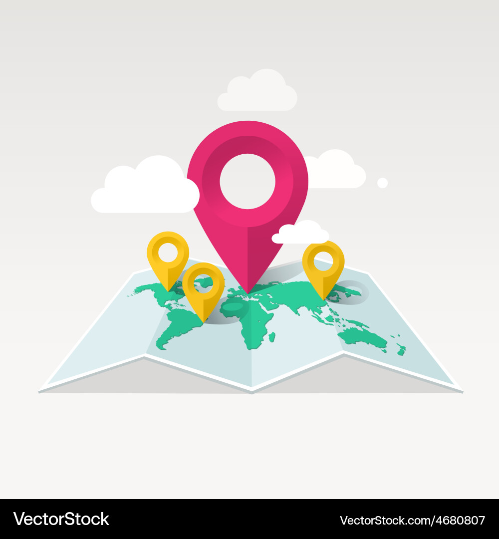 World Map with Location Markers vector image