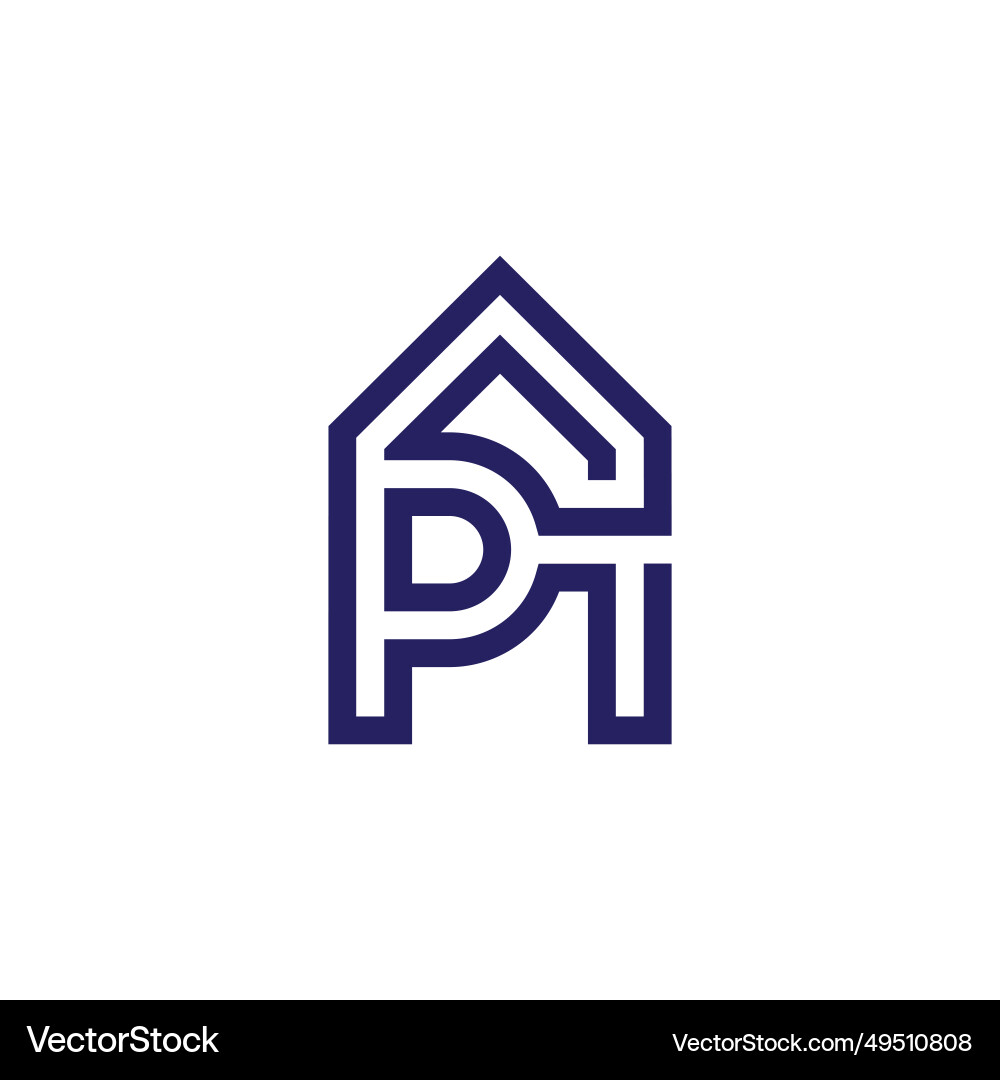 Brief pt home einfache Umriss geometrisches Logo Brief pt home einfache Umriss geometrisches Logo vektorbild