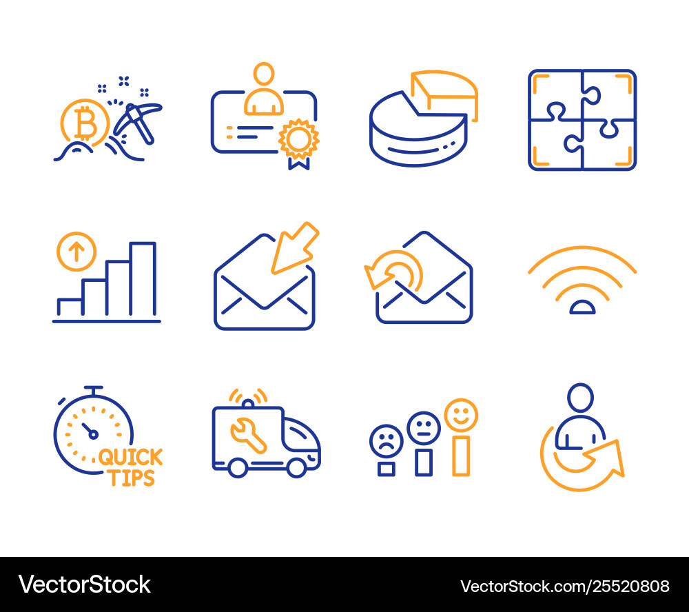 Certificate send mail and bitcoin mining icons Certificate send mail and bitcoin mining icons vector image