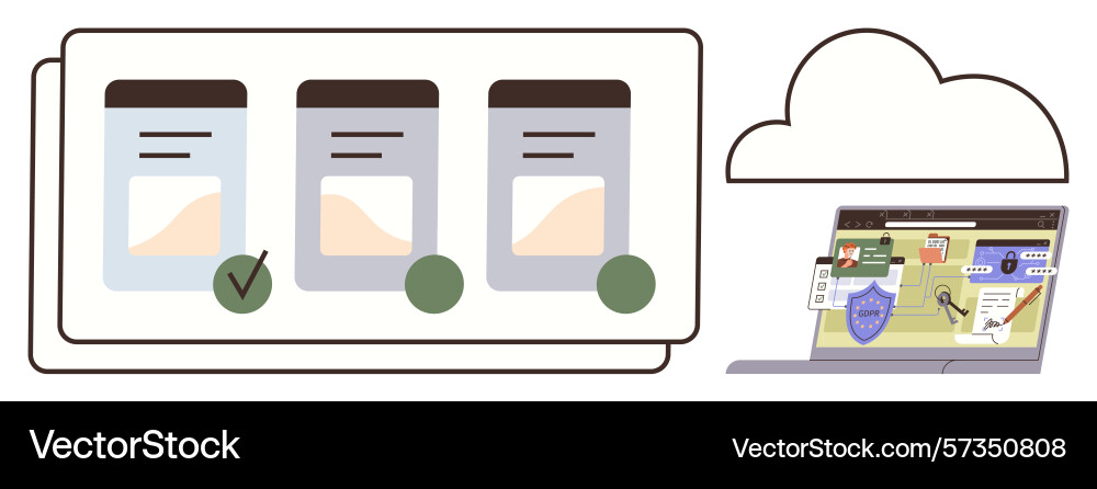 Cloud-based project management with task Cloud-based project management with task vector image