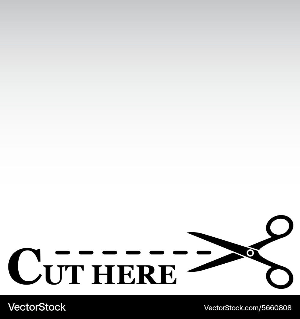 Cutting line with scissors gray background vector image