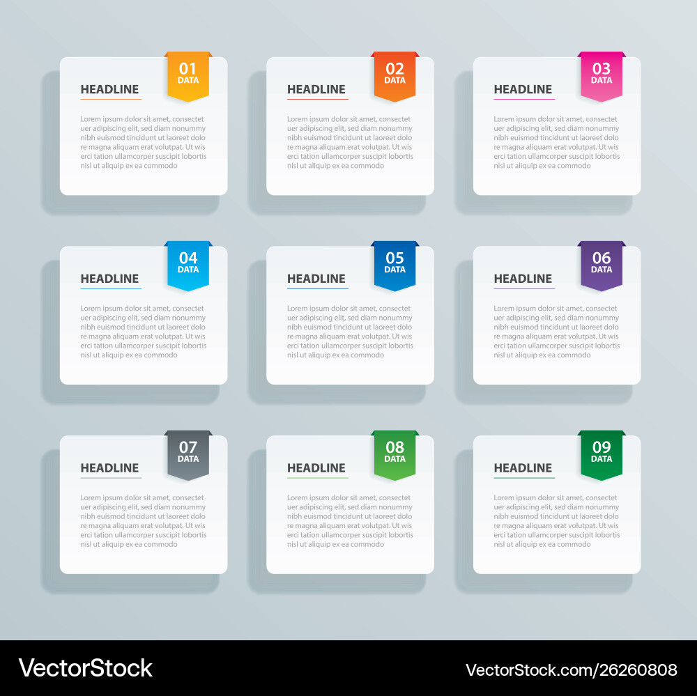 Data Tab Paper Index - 9 Templates vector image