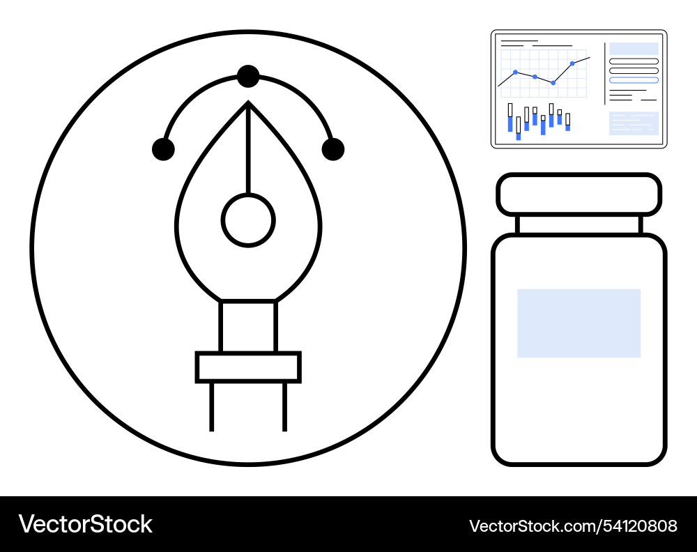 Digital pen icon data analytics chart Digital pen icon data analytics chart vector image