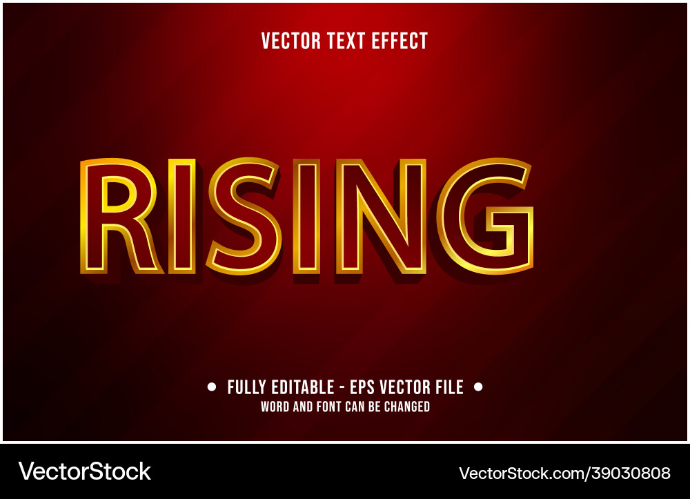 Editable text effect gradient style rising vector image