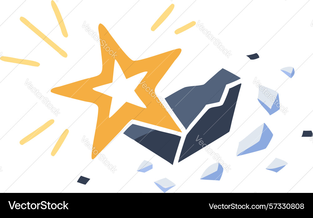 Exploding meteorite impact with fiery debris vector image