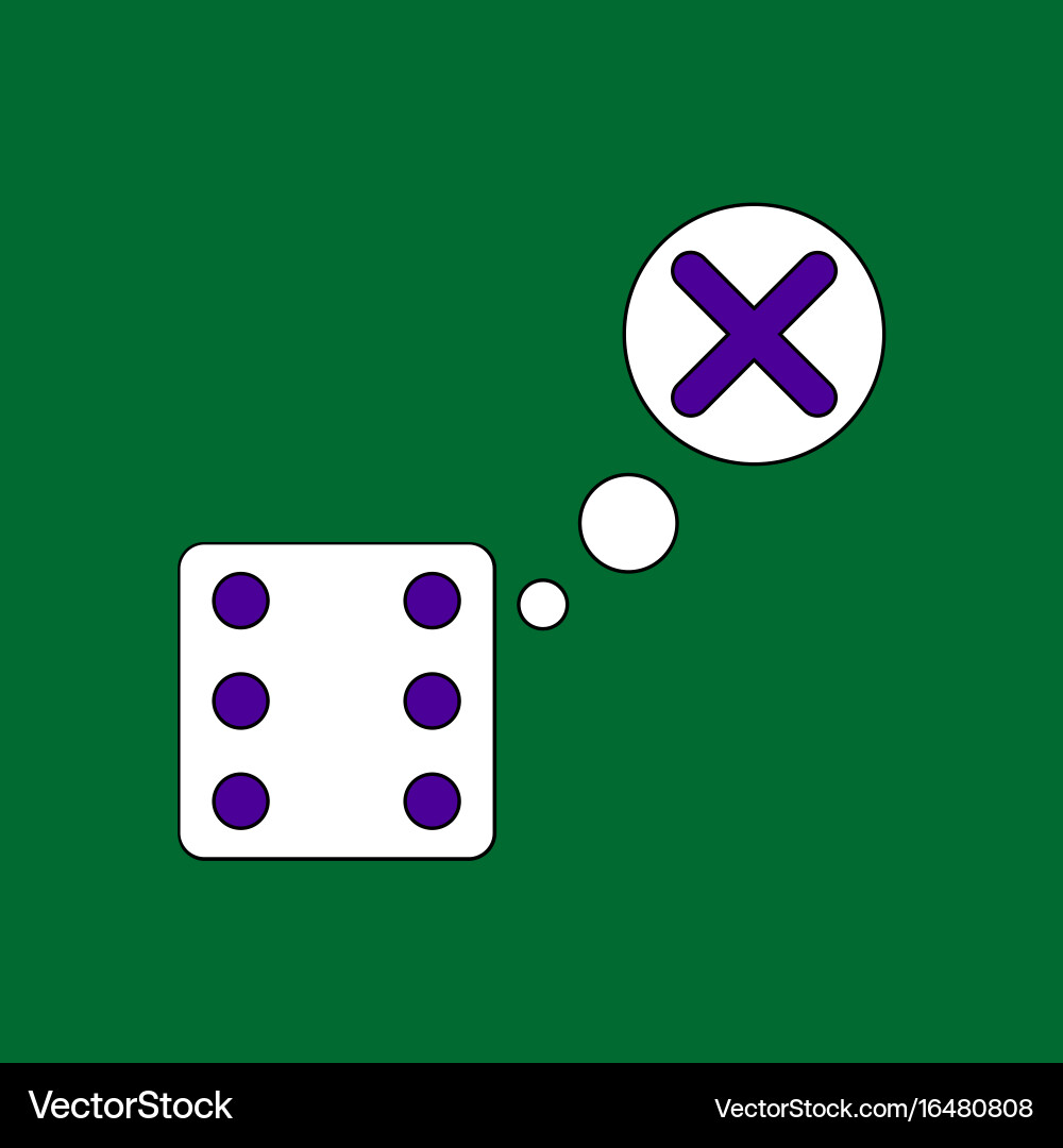 Flat icon design collection dice and x mark Vector Image
