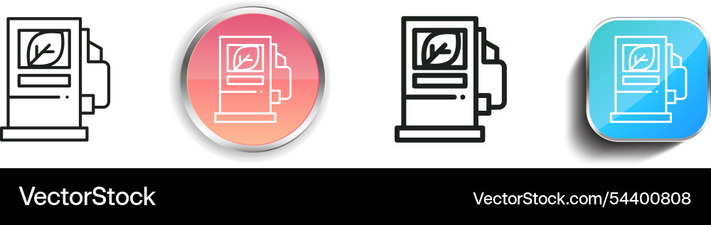 Gas station icon thin linear regular and button Gas station icon thin linear regular and button Vector Image