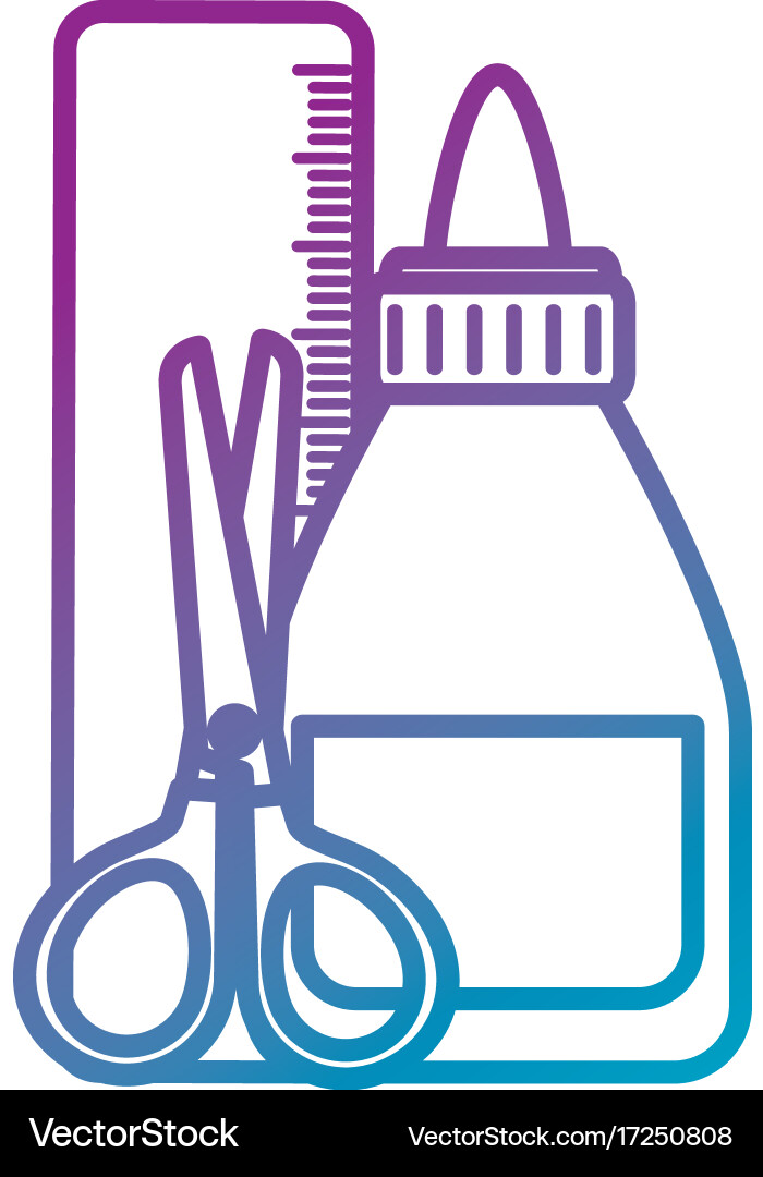 Glue bottle with rule and scissors vector image