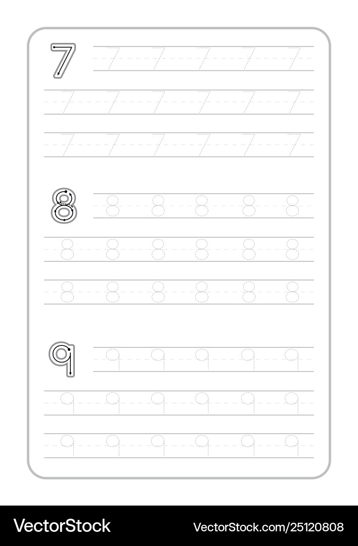 Handwriting Numbers Tracing Pages vector image