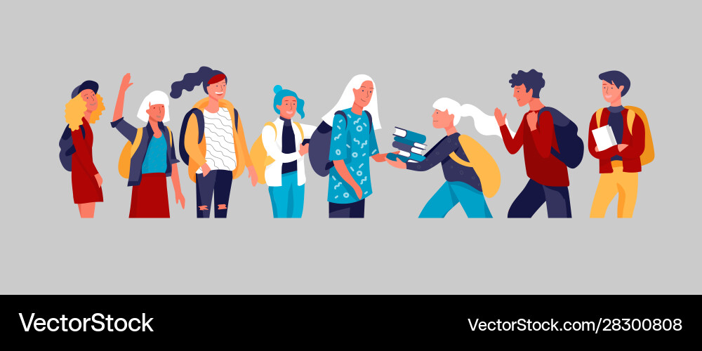 Happy teenagers and students group friends Happy teenagers and students group friends vector image