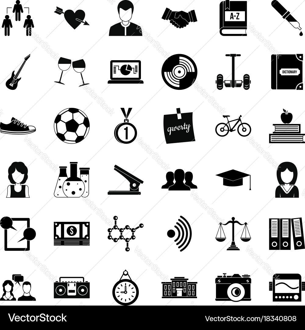 Lesson icons set simple style Vector Image