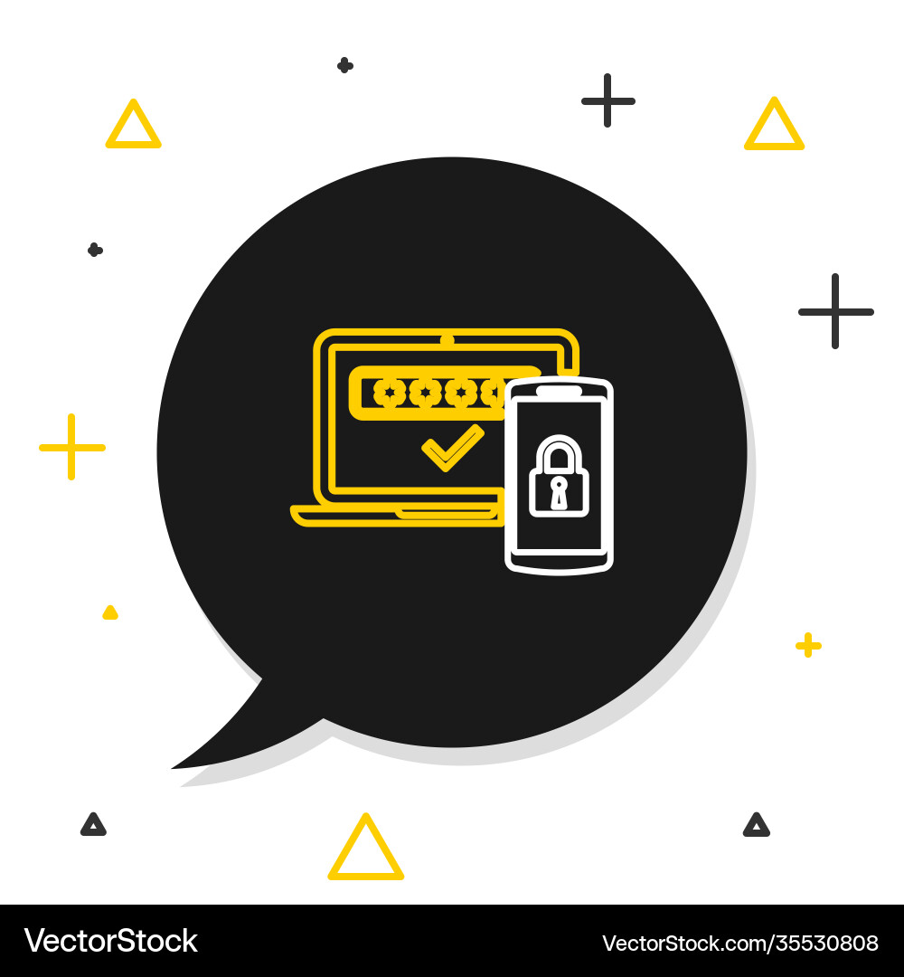 Line multi factor two steps authentication icon vector image