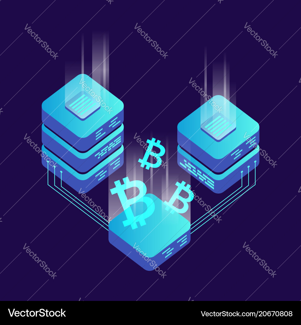 Mining bitcoin server icon in isometric style Mining bitcoin server icon in isometric style vector image