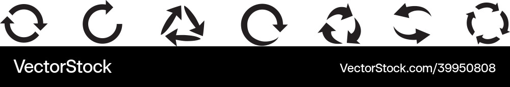 Reload arrow set rotation arrows Reload arrow set rotation arrows vector image