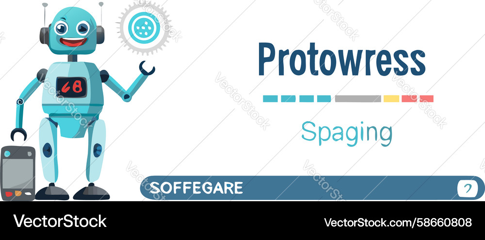 Robot displaying software progress Vector Image