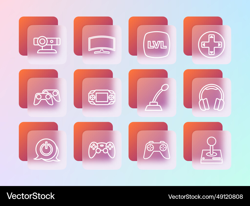 Set line game controller or joystick microphone vector image