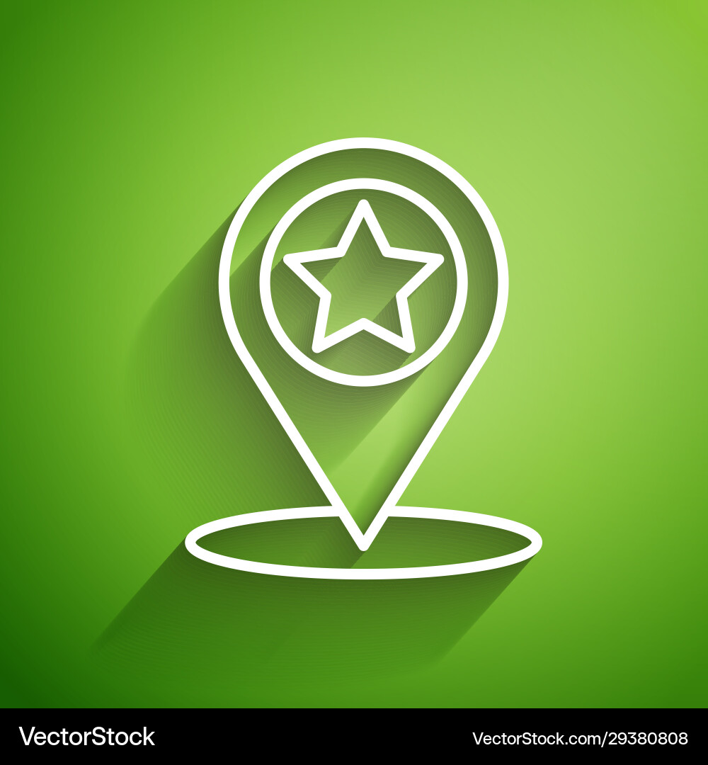 White line map pointer with star icon isolated White line map pointer with star icon isolated vector image