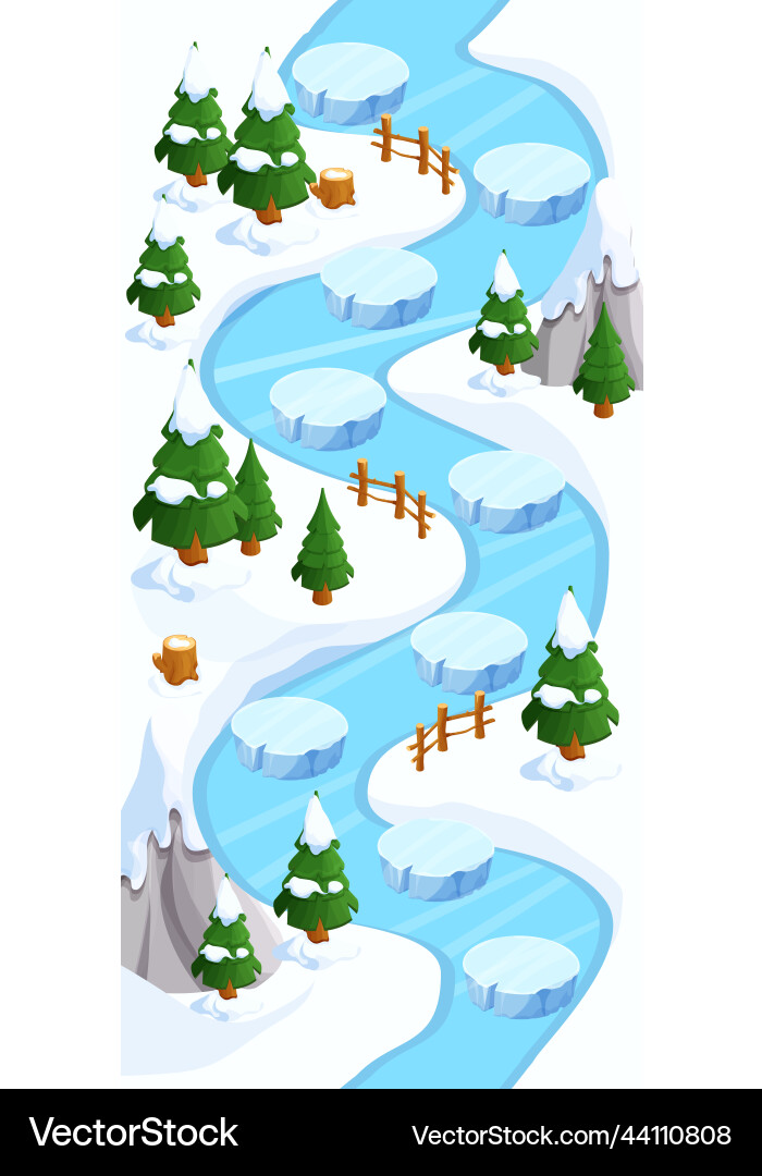 Winter game map snow forest and ice gui background Winter game map snow forest and ice gui background vector image