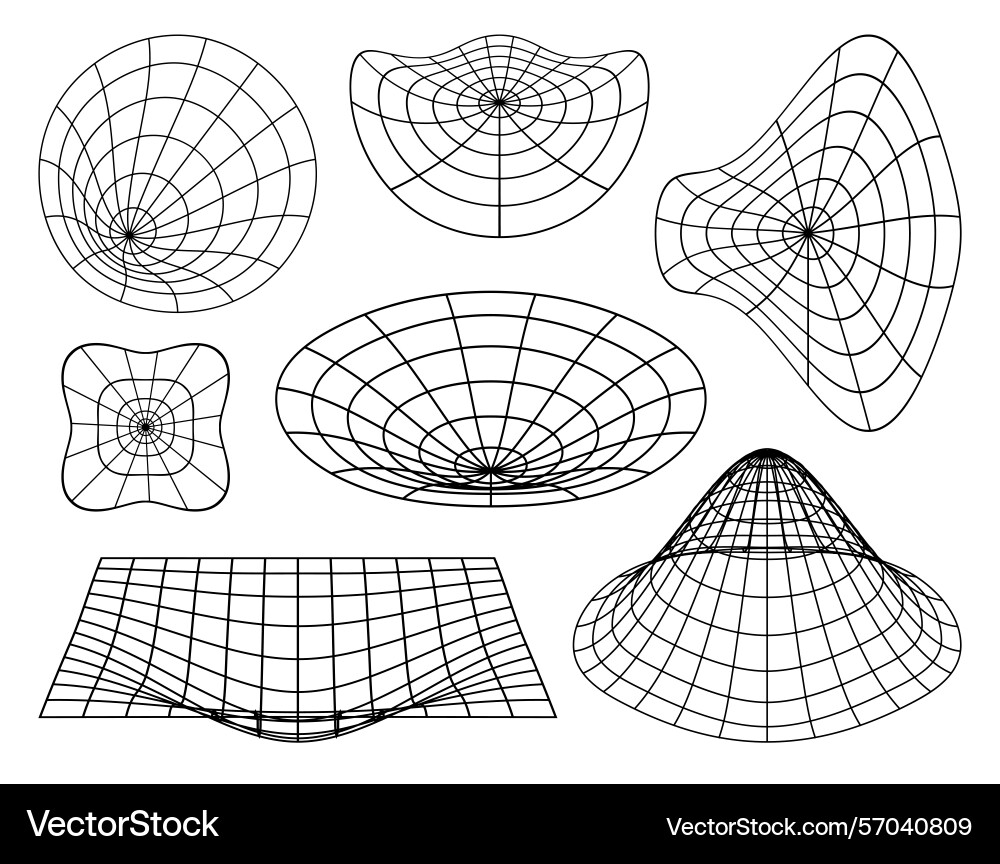Abstract wireframe shapes perspective grids Vector Image