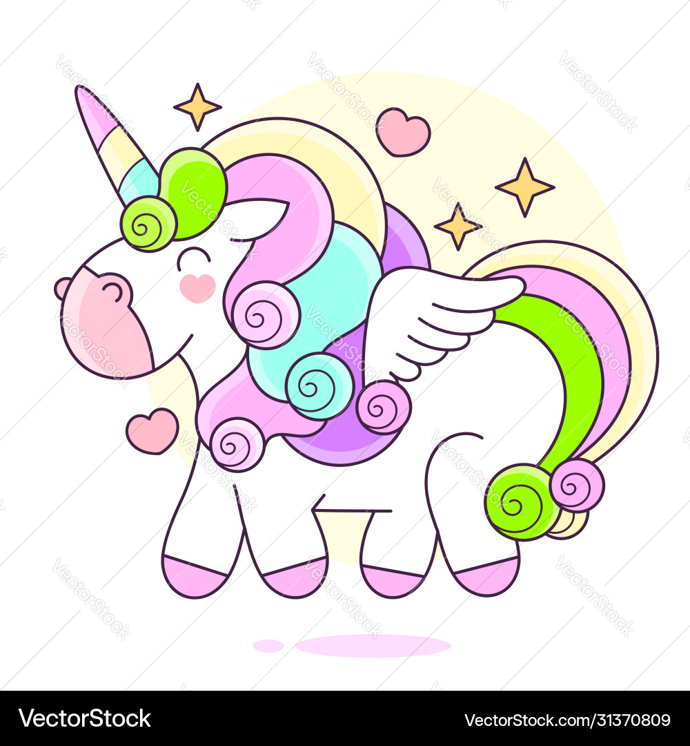 Cartoon Einhorn stehend geeignet für Gruß Cartoon Einhorn stehend geeignet für Gruß vektorbild