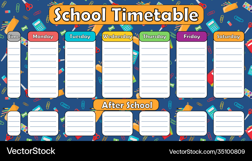 Class schedule school pattern Class schedule school pattern vector image