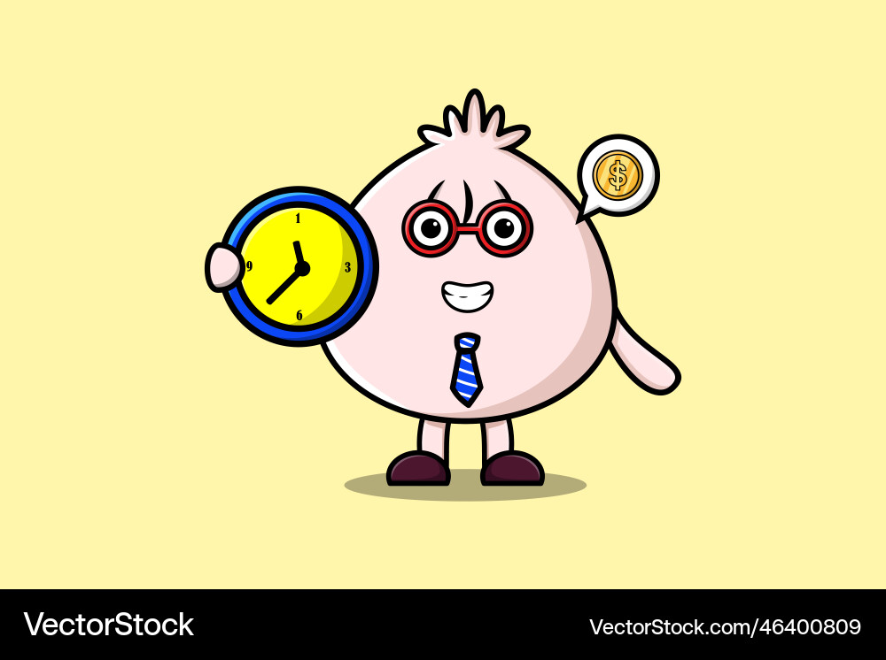 Cute Cartoon Dim Summe Zeichen halten Uhr Vektorbild