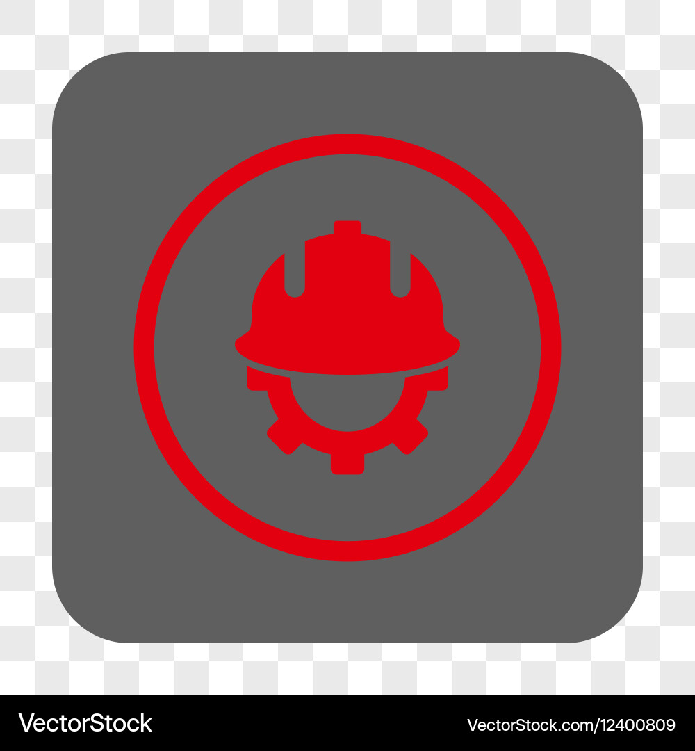 Development helmet rounded square button vector image
