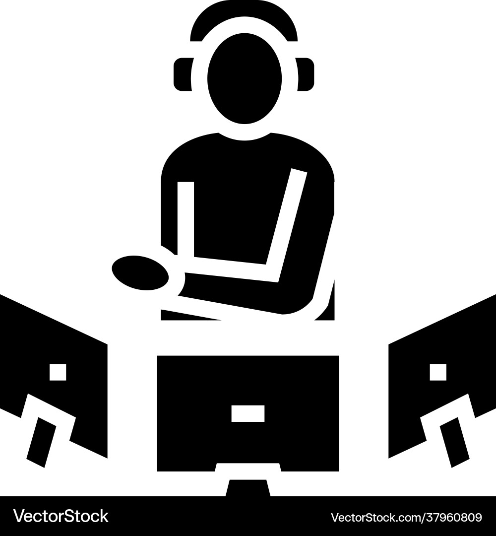 Dispatcher controlling flight way glyph icon Dispatcher controlling flight way glyph icon vector image