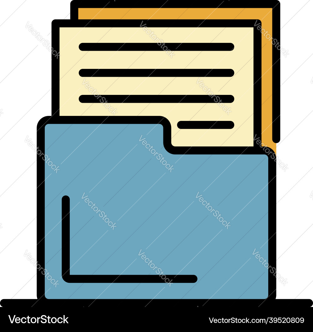 Documents in a folder icon color outline Documents in a folder icon color outline vector image