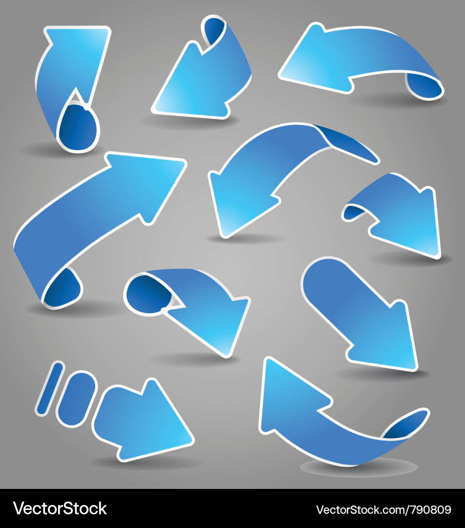 Dynamic Blue Arrow Set Vector Image