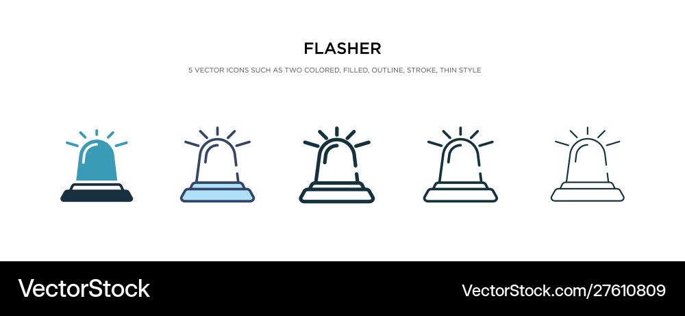 Flasher icon in different style two colored vector image