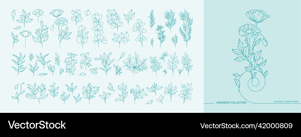 Floral branch and minimalist flowers for logo Floral branch and minimalist flowers for logo vector image