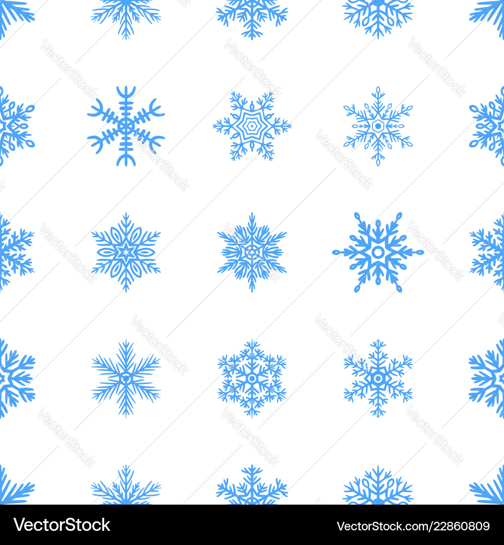 Hand Drawn Snowflake Seamless Pattern Vector Image