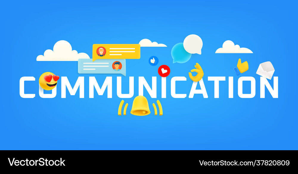Internet communication concept with different 3d vector image