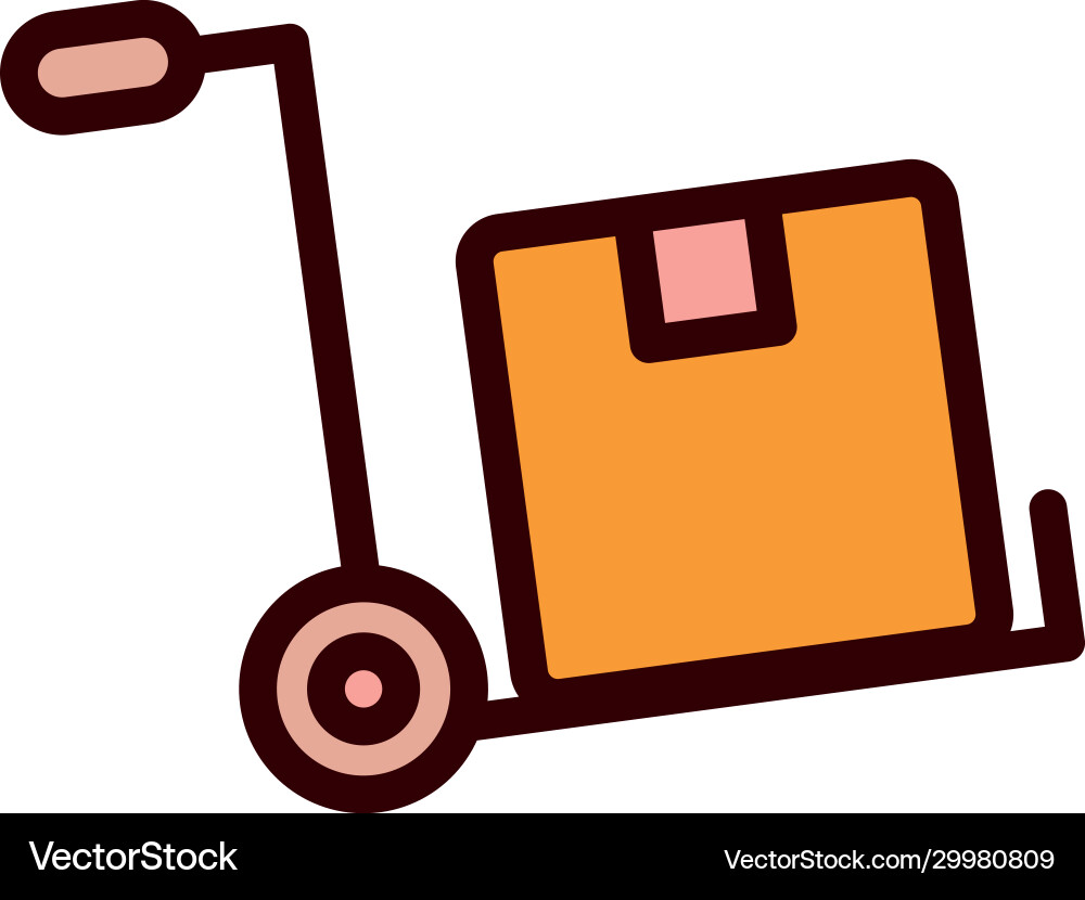 Isolated delivery box over cart line and fill Vector Image