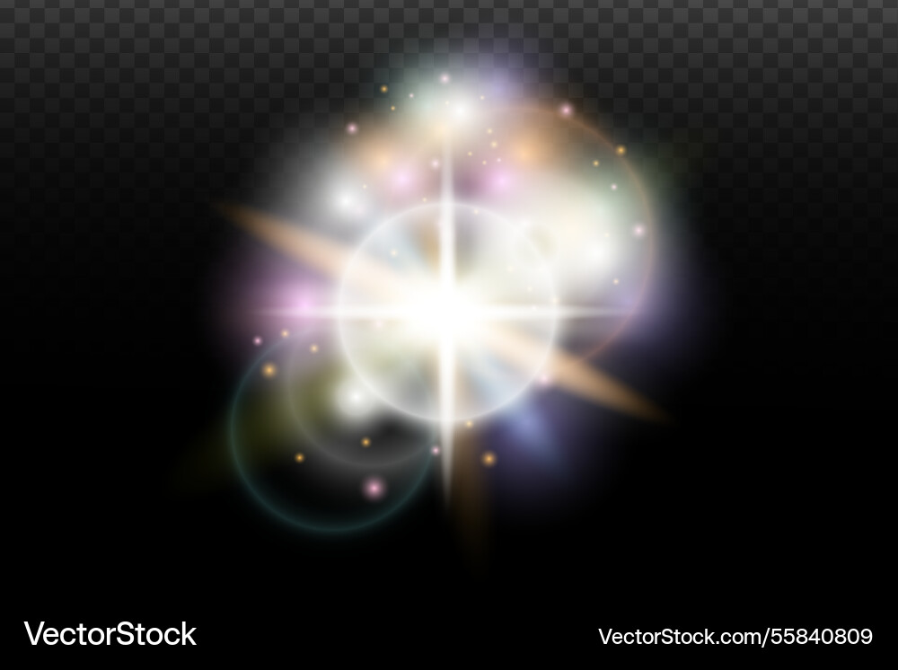 Light flash effect with flares and glow Light flash effect with flares and glow Vector Image