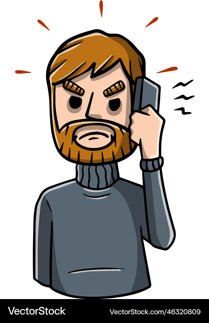 Man with mobile phone unpleasant conversation Vector Image